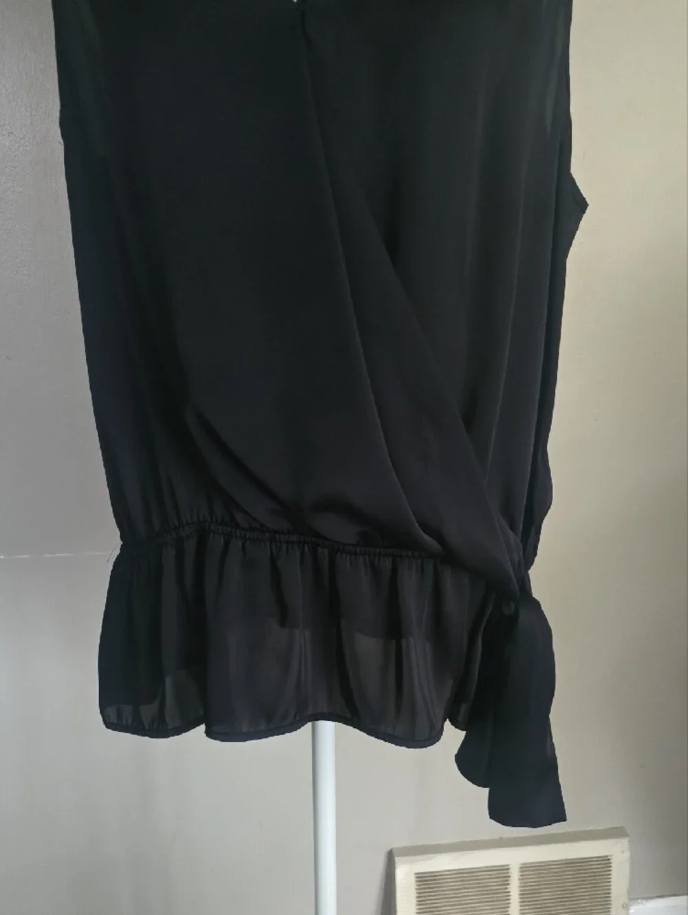 Michael Kors Black Sleeveless Wrap-Front Blouse